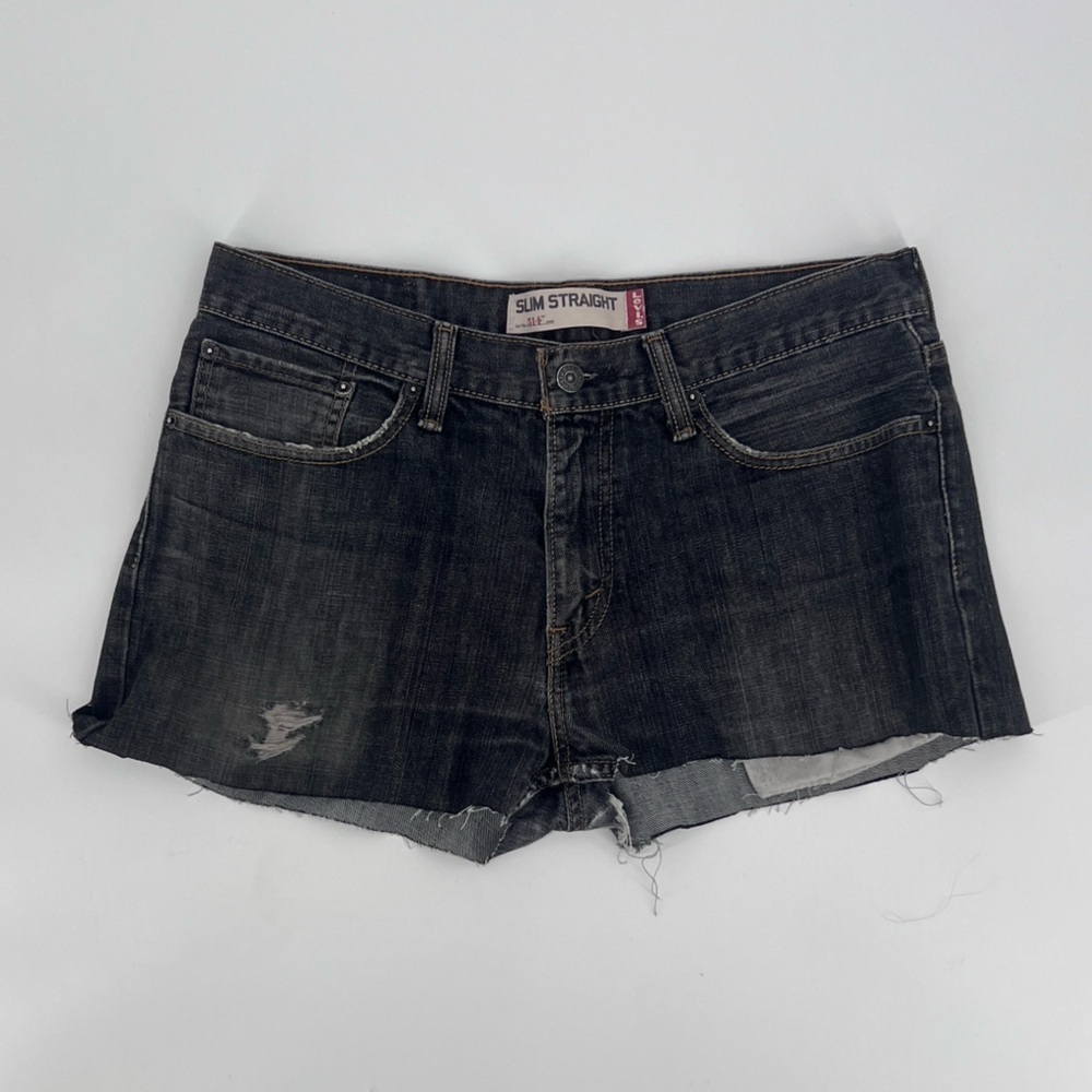 Levi’s Black 514 Slim Straight Cut Off Denim Jean Shorts Size 33 Men’s